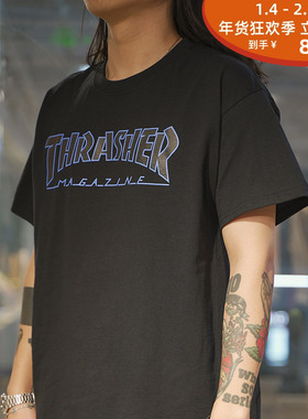 现货 潮玩艺 THRASHER OUTLINED 经典MAG LOGO印花男女款短袖T恤