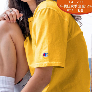 CHAMPION 双标打底短袖  LIFE SERIES 冠军经典男女情侣款圆领T恤