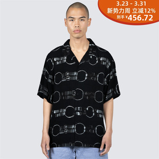 衬衫 皮带扣满印短袖 STRAPS BUTTON 复古 PLEASURES DOWN美式 24SS