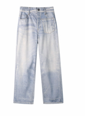 REVEAL 印花做旧不对称转印牛仔裤TRANSFER PRINTING DENIM PANTS