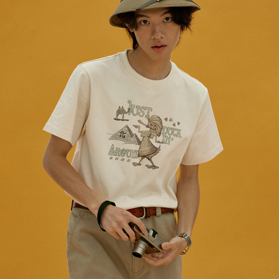 化学制品法老鸭复古印花短袖