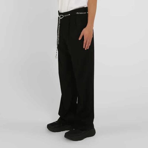 PAID IN FULL 黑色饰链宽松长裤 CHAIN DECOR PANTS