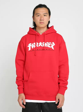 THRASHER GODZILLA HOOD哥斯拉LOGO印花连帽卫衣帽衫