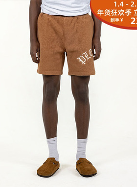 现货 潮玩艺 PLEASURES  MARS SHERPA SHORTS 斜LOGO刺绣短裤