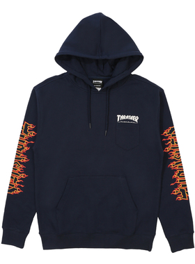THRASHER 口袋双火焰帽衫 OUTLINE POCKET HOODED 火焰滑板