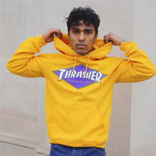 LOGO DIAMOND 滑板卫衣 印花拼色连帽衫 THRASHER