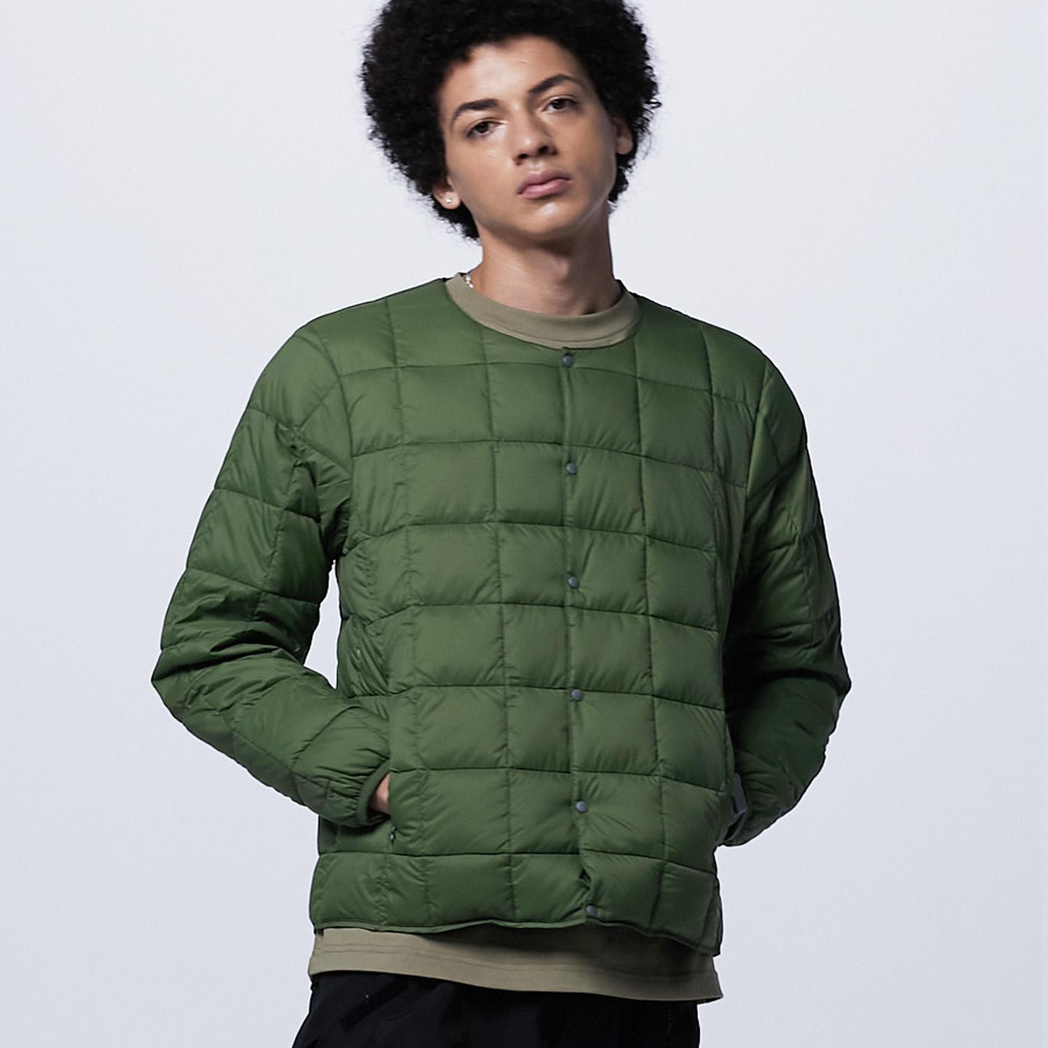 TAION纽扣羽绒方格夹克