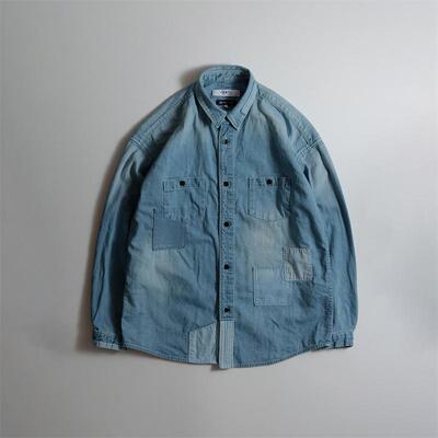 FDMTL丹宁补丁水洗3YR长袖衬衫