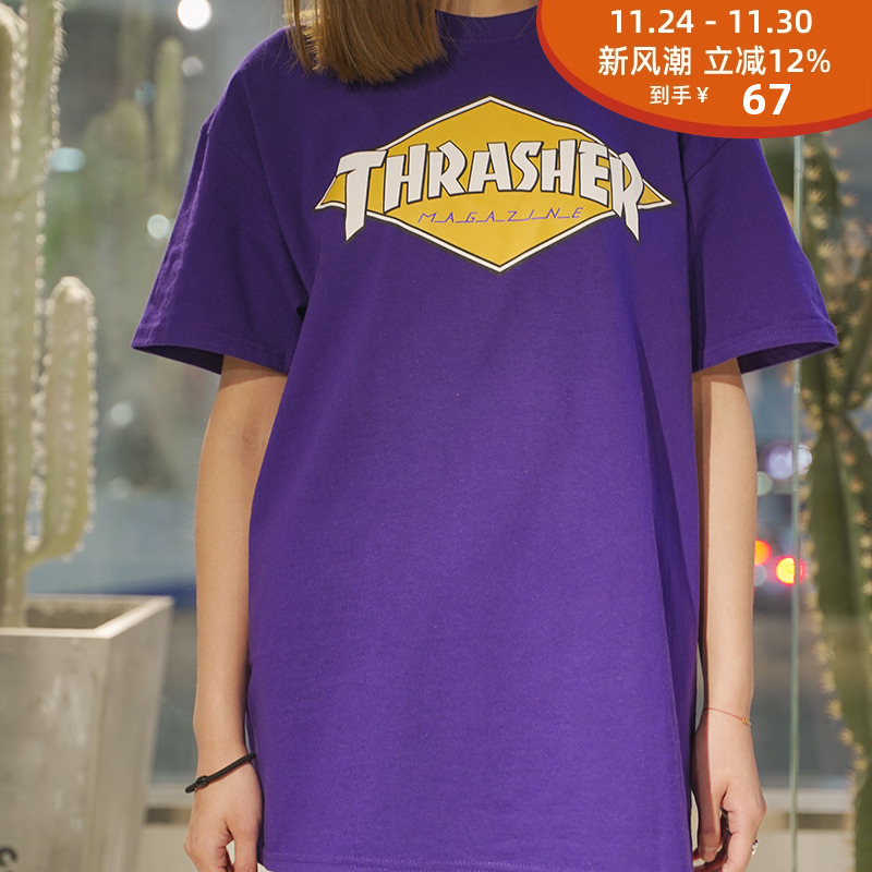 潮印花圆领宽松短袖t恤现货