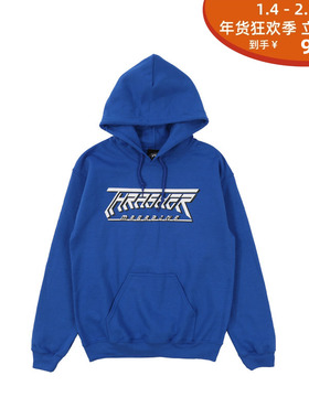 THRASHER 未来白色下斜特殊字体印花帽衫 HOOD LOGO 火焰连帽卫衣