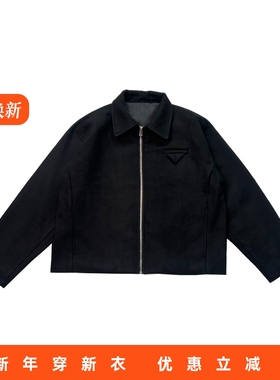 RADIUM 50%羊毛呢料夹克外套黑色秋冬Cleanfit同款翻领短夹克2025
