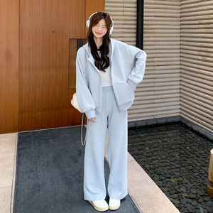 超火ootd穿搭盐系蓝色卫衣女春秋2025新款韩系chic慵懒图片