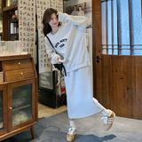 灰色休闲运动套装裙女入秋穿搭一整套韩系慵懒风超好看卫衣半身裙，女装套装/套裙，2B193