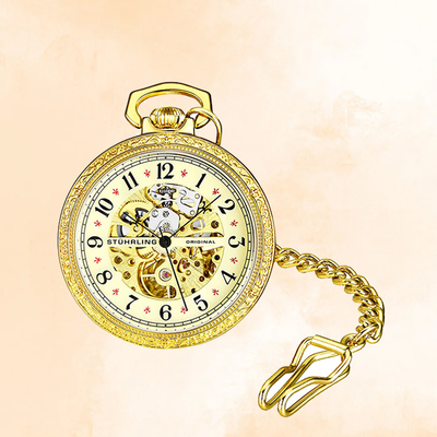 施图灵复古镂空手动机械怀表