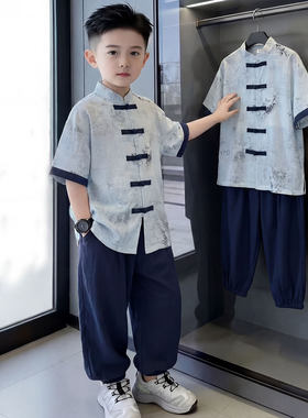 男童夏季短袖汉服唐装套装中国风