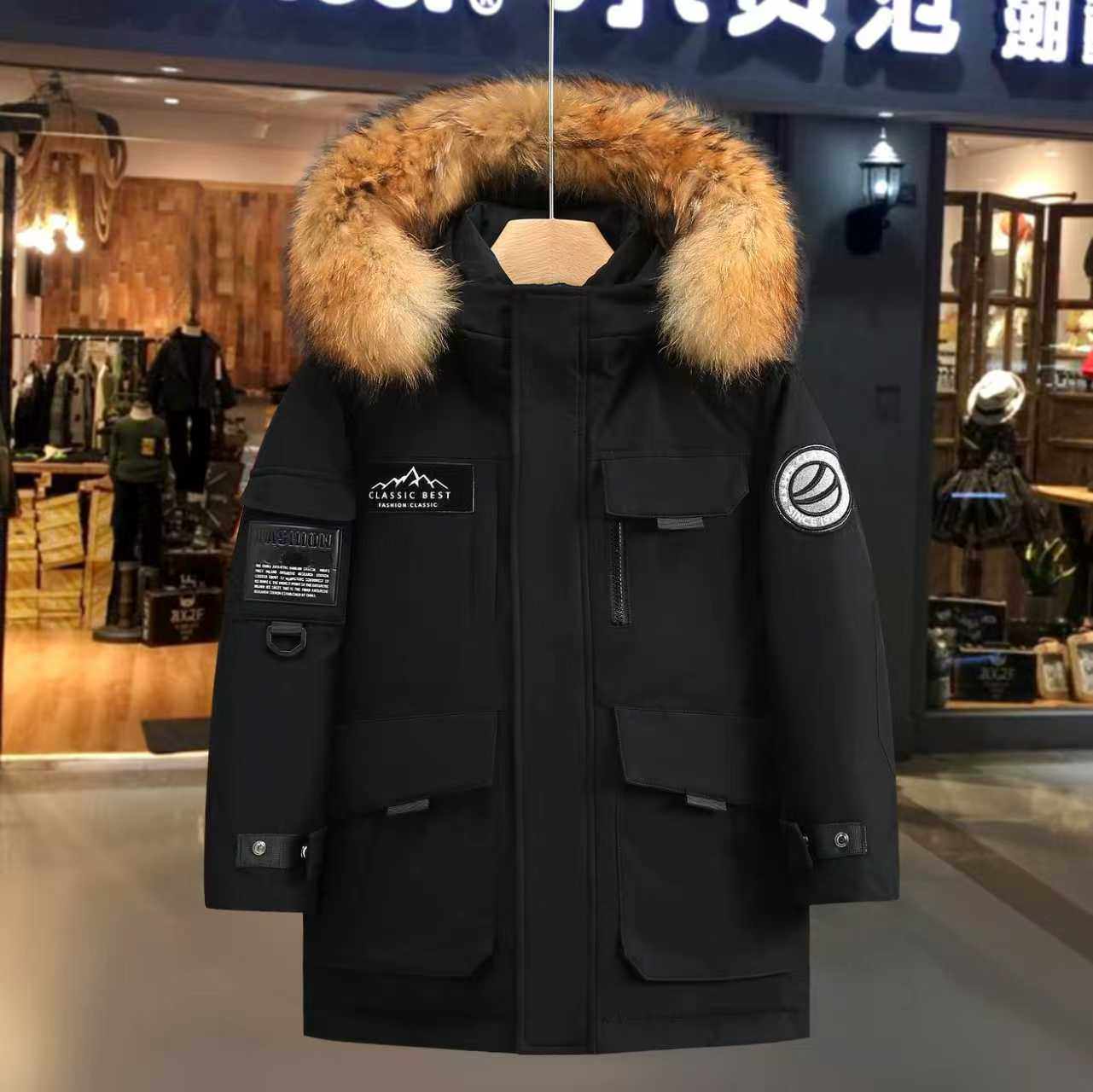 儿童羽绒服男童2025款洋气8大童韩版9中长款工装户外15岁加厚保暖