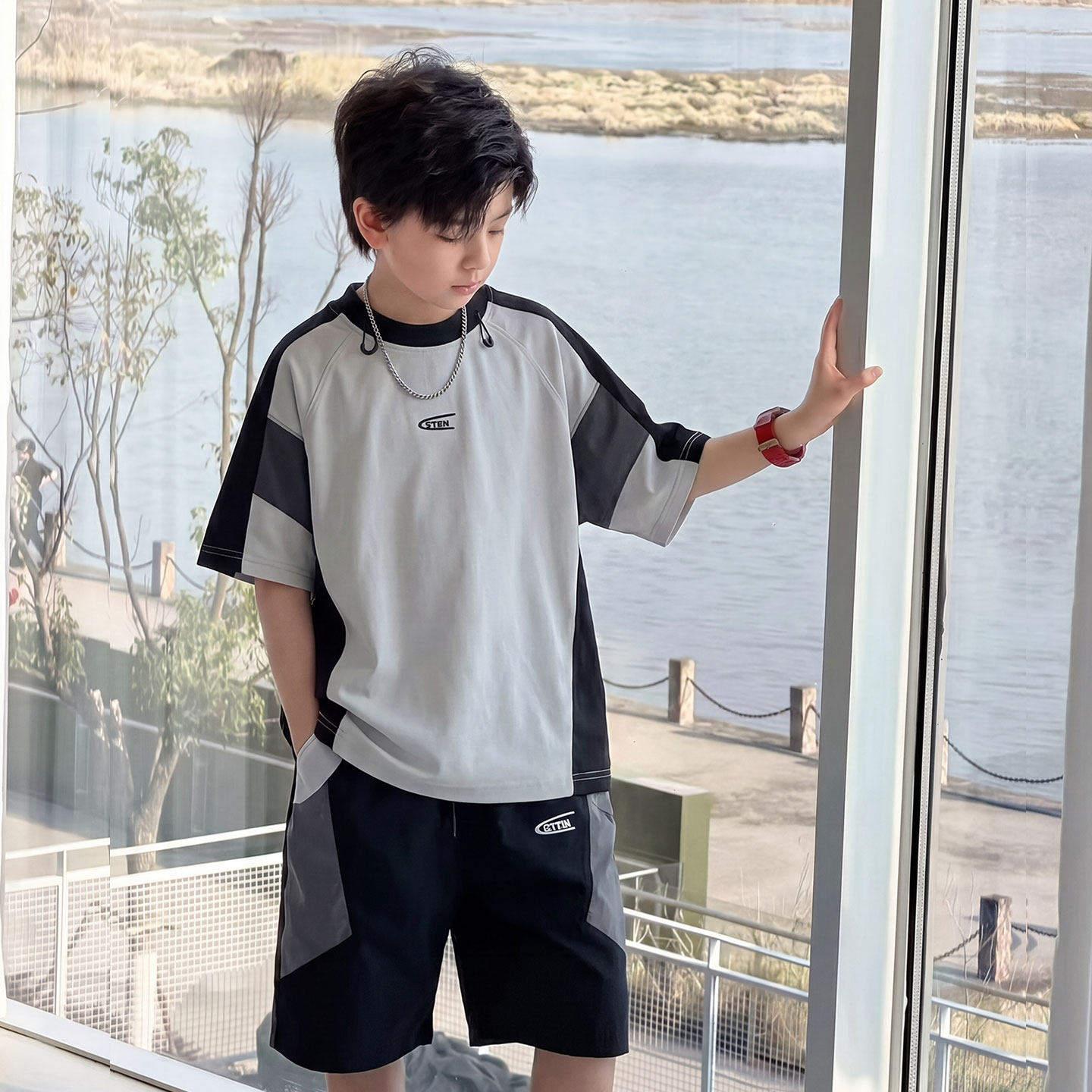 13儿童装11男童夏装中童套装7夏季大童男装12 15岁运动衣服10男孩