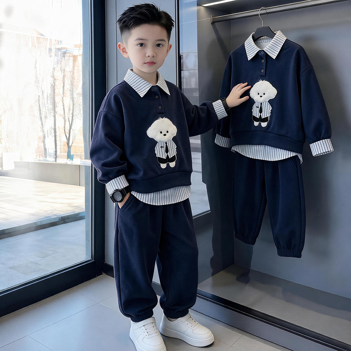 儿童装5男童秋装卫衣套装潮牌5儿童12运动服春秋15岁男孩潮