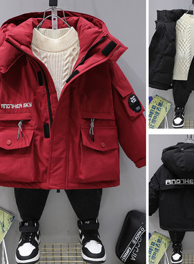 短款加厚冬工装羽绒服男童装外套
