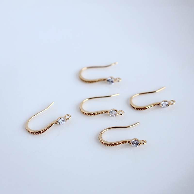 diy镀金锆石手工流苏珍珠耳饰