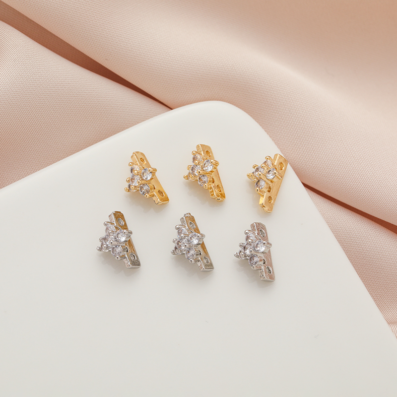 临兰铜镶锆石包金镀金保色双排扣