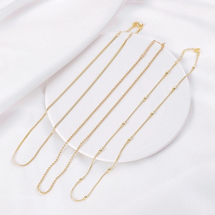 14K包金镀金保色项链金珠链软蛇骨项链diy手工饰品项链半成品配件