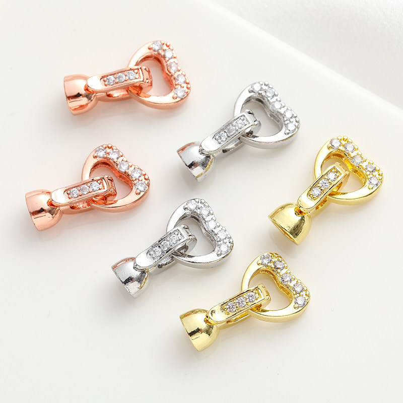 18K包金镀白金玫瑰金锆石爱心单边卡扣diy手工串珠手链项链链接扣,饰品/流行首饰/时尚饰品新,扣,淘宝优惠券,粉丝福利购,淘宝优惠卷