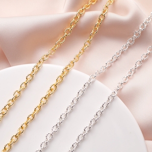 14K包金镀金镀银保色散链子麻花链粗十字链条diy手工饰品项链手链