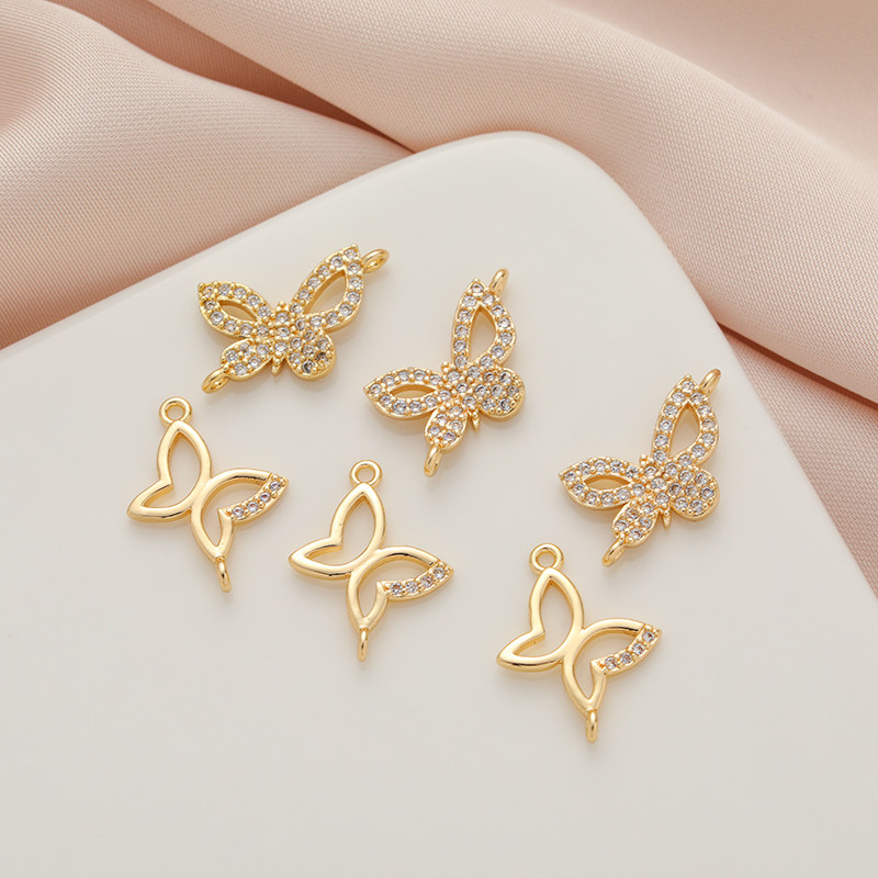 14k包金镀金保色镶锆石镂空蝴蝶diy饰品配件自制手工耳饰手链链接,饰品/流行首饰/时尚饰品新,其他DIY饰品配件,淘宝优惠券,粉丝福利购,淘宝优惠卷