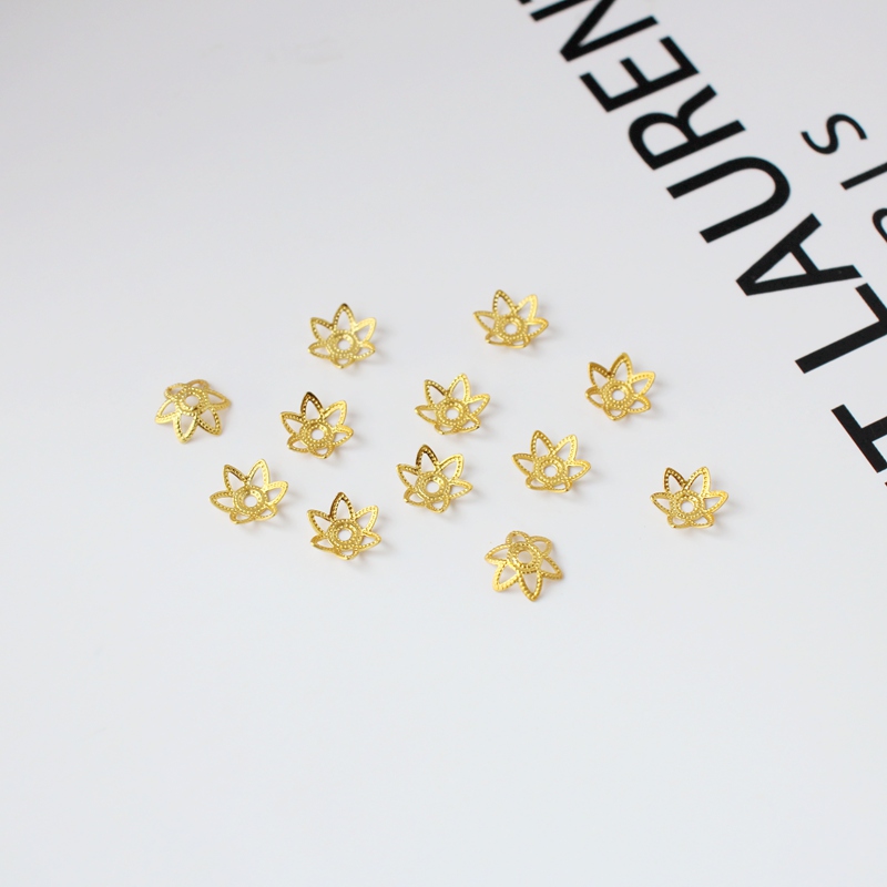 18k镂空花托古法仿金哑光花帽