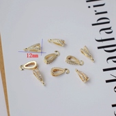 14K包金镀金保色V字开口锆石瓜子扣吊坠扣子diy手工饰品配件材料
