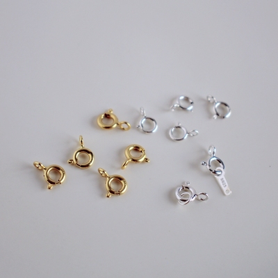 925银镀金纯圆扣弹簧手工DIY