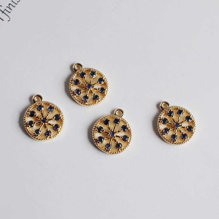 14K包金镀金保色蓝色锆石镂空吊牌11mm自制diy手链项链耳环挂件,饰品/流行首饰/时尚饰品新,其他DIY饰品配件,淘宝优惠券,粉丝福利购,淘宝优惠卷