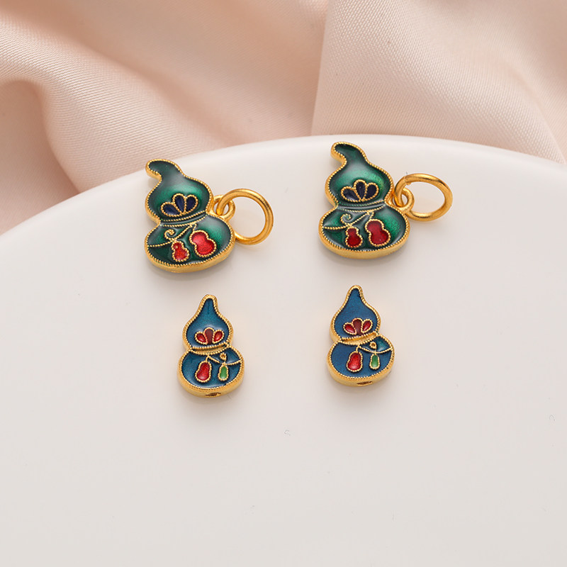 铜镀沙金古法包金保色滴油烧蓝珐琅葫芦吊坠通孔配饰diy饰品配件,饰品/流行首饰/时尚饰品新,其他DIY饰品配件,淘宝优惠券,粉丝福利购,淘宝优惠卷