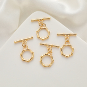 14K包金镀金保色竹节OT扣diy珍珠水晶玛瑙手链项链收尾链接扣子