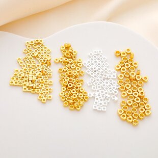 强保色18K包金镀金镀银正方形三角形隔片碎金隔珠diy手工串珠饰品