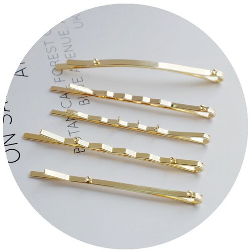 diy镀真金一字弧形手工发夹