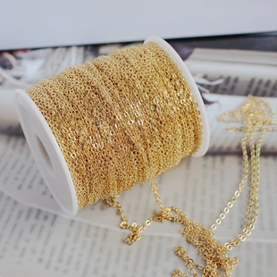 14K包金镀真金保色0字链条浅金亮金色流苏子手链项链耳环diy配件