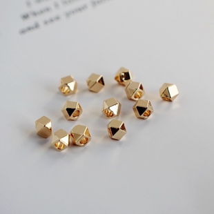 14k包金镀金保色方块切角珠隔珠配珠diy手工串珠饰品配件材料配饰