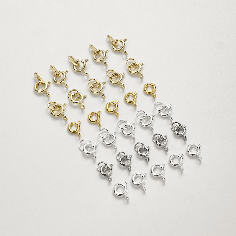 925银镀金纯圆扣弹簧手工DIY