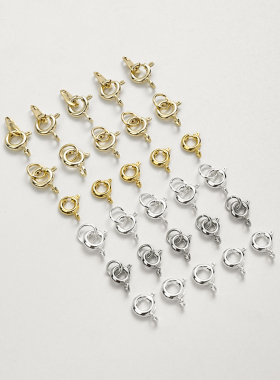 925银镀金纯圆扣弹簧手工DIY