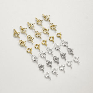 925银镀金纯银圆扣弹簧扣头diy自制手工串珠珍珠手链项链连接扣