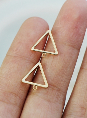 14K包金三角形耳钉12mmdiy自制创意珍珠耳饰耳环手工饰品配件材料