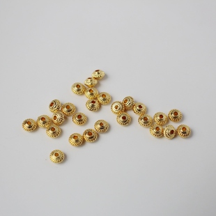 18K包金镀金保色车轮隔珠飞碟隔片diy手工串珠手链项链配饰 5*3mm