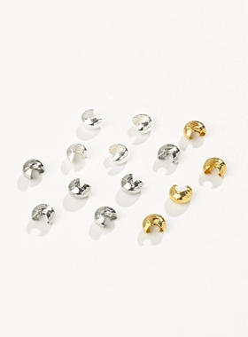 S925纯银开口珠月牙扣C形包扣diy饰品配件手工串珠手链收尾遮线头