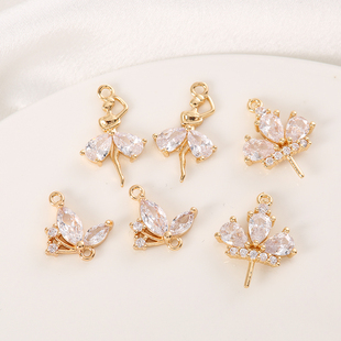 14K包金镀金镶锆石配件diy自制手工串珠饰品手链项链耳环配饰材料