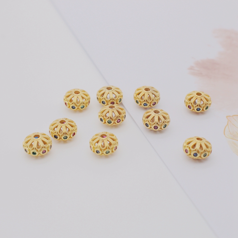 l临兰包金镀金保色镂空鼓珠