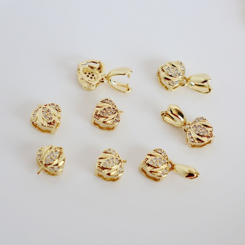 18K包金镀真金保色莲花锆石扣头diy自制玉石吊坠手工项链玉坠材料,饰品/流行首饰/时尚饰品新,其他DIY饰品配件,淘宝优惠券,粉丝福利购,淘宝优惠卷