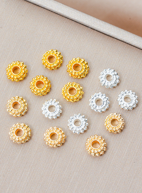 14K包金镀金镀银古法沙金加厚隔片3*6mmdiy手工串珠手链项链隔珠