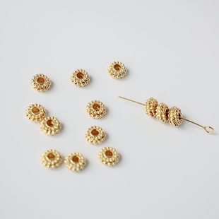 14k包金镀金保色厚隔片隔珠diy手工串珠手链项链饰品配珠材料配饰